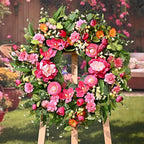 Waipfaru Spring Wreaths for Front Door, 26" Large Spring Summer Easter Wreaths for Front Door with Rose Peony Tulip Magnolia, All Seasons for Indoor Outdoor Farmhouse Home Porch Wall Window Decor