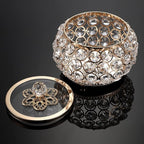 Hipiwe Crystal Jewelry Trinket Box with Glass Lid Gold Mirrored Treasure Box Decorative Jewelry Box Ring Earrings Necklace Storage Keepsake Box Gift for Women