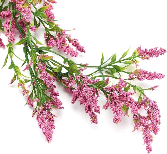 2 Pcs Artificial Lavender Teardrop Rattan, Spring Summer Front Door Hanging Floral Swags for Wall Basket Filler, Garden Home Easter Decoration-28.7in(Rose Red)