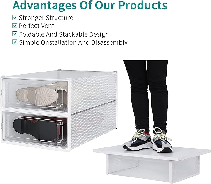 PARANTA 8-Piece Boot and Shoe Storage Box, Stackable Clear Plastic Shoe Box, Space-Saving Shoe Organizer for Boots, Sneakers, and High Heels, Clear
