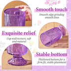 6 Pcs (H:7" W:4") Embossed Flower Vase Pedestal Glass Vase Big Base Thickened Crystal Vintage Vases for Valentines Day Wedding Home Decor Table Centerpiece House Warming Gifts(Purple)