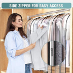 Clear Garment Bag for Hanging Clothes 10” Gusseted, 32” Suit Bags for Open Closet Storage Plastic Clothes Cover for Coat, Dress, Shirts, Fur, Jacket, Wardrobe Protectors, 4 Pack