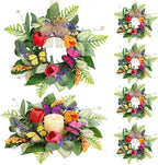 6 PCS Spring Lavender Tulips Hanging Wreaths for Kitchen Cabinets Artificial Small Floral Wreaths for Front Door with Butterfly Spring Summer Mini Wreath for Home Farmhouse Window Porch Wall Decor