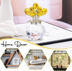 Arikyrist Crystal Yellow Rose Bouquet Figurine with Round Vase Gifts for Her, Glass Rose Flower Romantic Keepsakes for Women Mom on Christmas, Collectible Decoration Table Centerpiece for Home