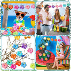 Maitys 36 Pcs Spring Flower Ornaments for Tree Hawaiian Wooden Flower Decorate Wooden Hibiscus Daisy Hanging Decor for Birthday Wedding Baby Shower Themed Summer Holiday Party Decoration(Hibiscus)