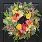 ChrisXiao Spring Wreaths for Front Door 24 Inch Artificial Butterfly Wreath with Butterfly, Peony, Dahlia,for Porch, Entryway, Mantel, Wall, Patio & Decor Year Round Indoor Outdoor for Summer Wreath