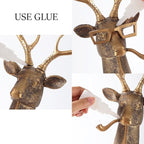 UITWMKTG Gold Animal Head Wall Decor Wall Sculpture Home Decor Statue for Living Room Office Bedroom Modern Decor for Men Women Deer