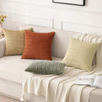 MIULEE Pack of 2 Corduroy Decorative Lumbar Throw Pillow Covers 20x12 Inch Soft Boho Striped Pillow Covers Modern Farmhouse Home Decor for Summer Sofa Living Room Couch Bed Light Olive Green