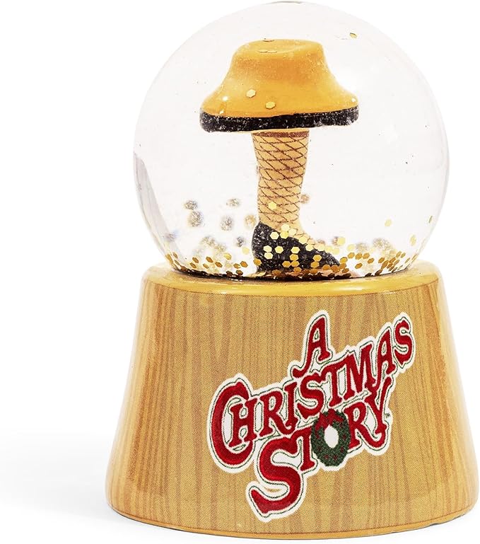 A Christmas Story Leg Lamp Mini Light-Up Snow Globe with Swirling Glitter Display | 3 Inches Tall