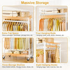 P5 Rolling Clothes Rack Heavy Duty, Clothing Racks for Hanging Clothes, Metal Garment Rack with Wheels, 3-Tier Portable Closet Rack 39.4'' W × 20.5'' D × 80.5'' H, Max Load 650 Lbs, White