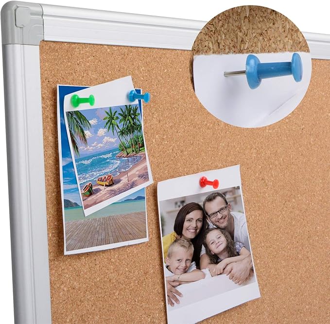 Cork Board Bulletin Board 24 x 36, Silver Aluminium Framed 2x3 Corkboard, Office Board for Wall Cork, Large Wall Mounted Notice Pin Board