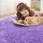 OLANLY Purple Round Rugs for Bedroom - Machine Washable, 9 ft Circle Area Rugs for Living Room, Soft and Fluffy Shaggy Carpet for Teen Girls and Boys, Nursery Rooms, Dorms, Home Decor Aesthetic