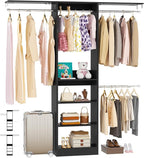 48" Closet Organizer System, 4FT Closet System for Small Closets with 4 Hanging Rods & 3 Shelves, 80"H Small Closet Organizers and Storage for Bedrooms, Cloakrooms, Black