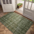 Washable 3x5 Entryway Rug, Boho Non-Slip Vintage Distress Small Rugs for Kitchen Nursery Office Bedroom, 0.3" Neutral Oriental Throw Thin Carpet with Cushioning Pad, Grass Green/Multi
