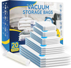 Simple Deluxe Vacuum Storage Bags 20 Pack, Space Saver Bags with Hand Pump, Vacuum Seal Bags for Clothing Travel, Comforters, Blankets, Bedding, Pillows (4 Jumbo/4 Large/4 Medium/4 Small/4 Roll M)