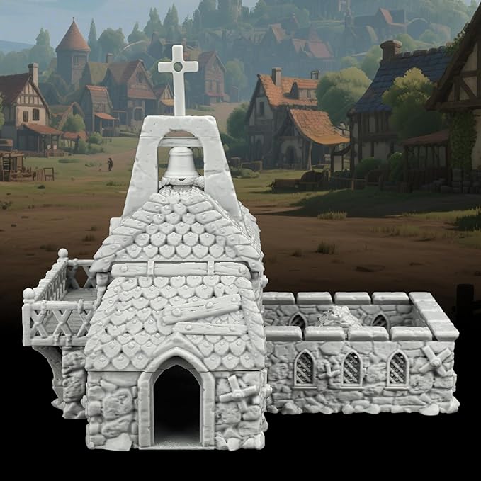 RPG Accessory – 25mm Scale Unpainted Tabletop RPG Game Scenario Piece for Dungeons and Dragons, Trench Crusade Scenery – Medieval Village G AF1124G