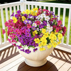 Artificial Fake Petunias Flowers for Outdoors Spring Decoration, 12 Bundles Faux Flower Plants UV Resistant Realistic Silk Flower for Outside Planters Patio Porch Yard Window Box (6 Mix Colors)