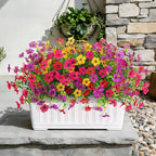 12 Bundles Artificial Flowers,Faux Plants for Spring Summer Decoration, UV Resistant Colorful Violets Eucalyptus for Outside Home Planter Porch Patio Yard Decor