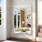 BONEWEI White Bathroom Mirror,60x40 inch Wall Mirror for Bathroom Wall Mounted,Large Rectangle Mirror for Bathroom Over Sink,Modern Metal Frame for Living Room,Bedroom Entryway,Horizontal/Vertical