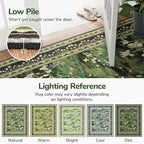 Lessymo Dark Green 5x7 Floral Rugs for Living Room, Soft Washable Area Rug Non-Slip for Dining Room, Impressionist-Style Vintage Carpet, Cottagecore Bedroom Nursery Office Decor