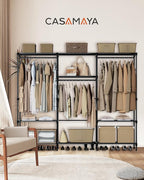 Clothes Rack, Portable Closet, 81.1 Inch Large Capacity Wardrobe Closet, Clothes Storage Organizer with Shelves and 3 Hanging Rods, Easy to Assembly, Black PCT033B01