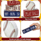 Yuntau 4 Pcs Baseball Decorations Sports Wooden Sign Baseball Centerpieces for Tables Tiered Tray Decor Decorative Mini Faux Book Stack Block for Bedroom Boys Room Mantel Shelf Senior Night Gifts