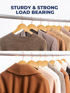 Smartor Wooden Hangers 20 Pack, Solid Wood Coat Hanger for Closet, Heavy Duty Wood Hangers for Suits, Shirts, Dresses, with 360° Rose Gold Hook, Non Slip Pant Bar, Natural
