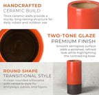 Emissary Home and Garden Two-Tone 19.5 in. H Round Ceramic Umbrella Stand in Bright Orange with High-fire Treatment