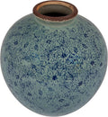 Creative Co-Op Round Decorative Terra-Cotta Vase with Transferware Pattern, Blue