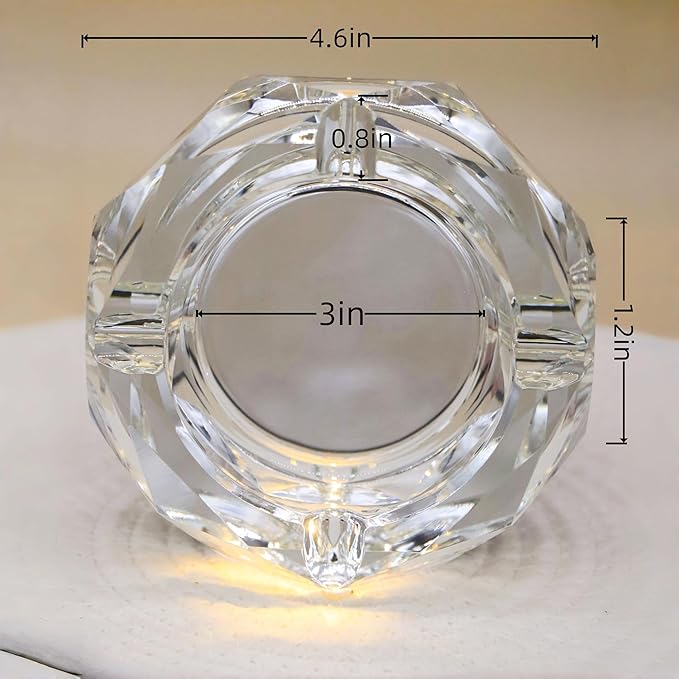 Coomin Crystal Glass Ashtray, Sparkly Cigar Cigarettes Ash Tray, Ashtrays for Smokers Indoor Office Home Desktop Tabletop, Gifts for Men, Silver