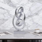 DOVDOV Abstract Silver Knot Sculpture, Geometric Decorative Statue, Silver Accent Piece for Living Room Coffee Table or Bookshelf Surface, Office TV Cabinet or entryway Console Table Decoration.