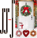 2-Pack Wreath Hooks for Front Door, 12.5-20" Extendable Heavy Duty Metal Over The Door Hooks (22 lbs) for Spring Decor & Coats, Slim Damage-Free Hanger for Tall & Screen Doors, Brushed Nickel