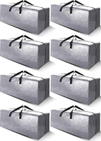 Cosy Family 8 Pack Heavy Duty Extra Large Moving Bags with Backpack Straps - Strong Handles & Zippers, Storage Totes For Space Saving, Fold Flat, Alternative to Moving Box (40 gal, Silver)