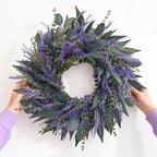 26 Inch Lavender Eucalyptus Wreaths for Front Door, Spring Summer Wreath,Large Eucalyptus Outdoor Wreath with Greenery Leaves for Porch,Wall,Holiday,Home Decor- Spring, Summer, Fall, All Seasons