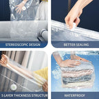 3 PACK Cube Vacuum Storage Bags,Jumbo Cube (31.4 * 39.3 * 14.9 Inch), Extra Large Vacuum Seal Bags for Clothing, Comforters, Blankets, Bedding, Closet Organization Space Saving
