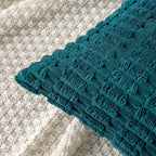 MIULEE Pack of 2 Corduroy Decorative Euro Sham Throw Pillow Covers 24x24 Inch Soft Boho Striped Pillow Covers Modern Farmhouse Home Decor for Summer Coastal Sofa Living Room Couch Bed Teal