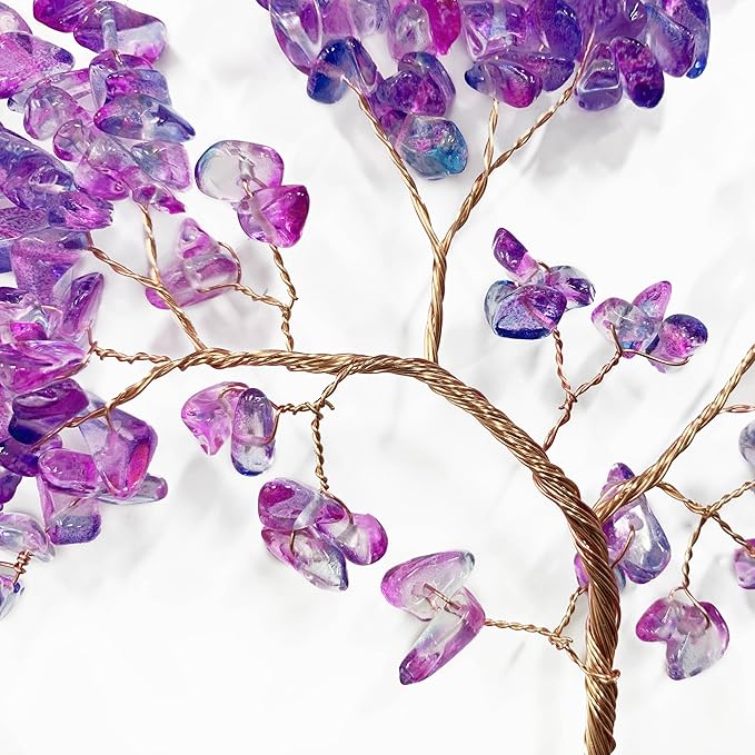 Large Dream Catcher,Sun Dream Catchers with Chakra Gemstone Agate Stone,Purple Crystal Tree Life,Dream Catcher for Girls,Dream Catchers for Adults,Home Ornaments Craft Gift (Purple)