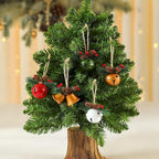 5 Pack Rustic Christmas Bell Ornaments with Pinecones & Berries - Metallic Hanging Decor for Christmas Tree,Mantel,Home (Green,Gold,Red,White)