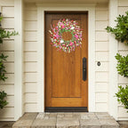 Sggvecsy Spring Summer Wreath for Front Door 22 Inch Artificial Colorful Flower Wreath with Colorful Tulips Greenery Leaves Lavender for All Seasons Home Farmhouse Indoor Outdoor Wall Decor (Mixed)