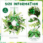 6 PCS Mini St. Patrick's Day Glitter Shamrocks Wreath for Front Door St. Patrick's Day Kitchen Cabinet Wreaths Decorations with Ribbon Small Lucky Green Irish Clover Berry Wreath for Porch Wall Window