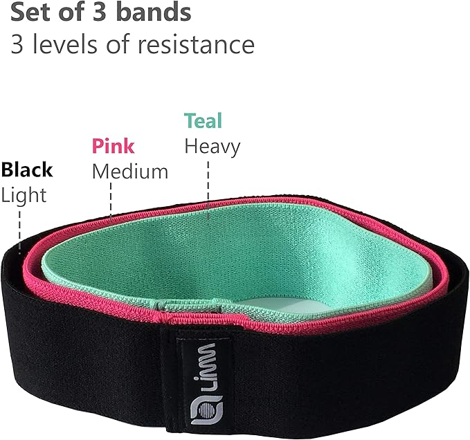 Fittest Pro by Limm Resistance Bands for Legs and Butt, Fabric Exercise Loop Bands Yoga, Pilates, Rehab, Fitness and Home Workout, Strength Bands for Booty