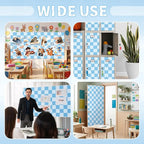 Hahafelt 16 in x 40 Ft Fabric Bulletin Board Roll Blue Plaid Bulletin Board Classroom Non Woven Background Decorations Waterproof Wrinkle Resistant Fabric Roll for Back to School Wall Decor