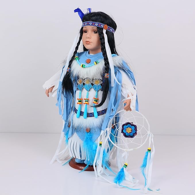 KINNEX COLLECTIONS SINCE 1997 16" Collectible Native American Indian Porcelain Doll (D16770)