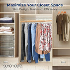 SereneLife 20 Pack Skirt and Pant Hanger with Adjustable Non-Slip Steel Clips, Premium Wooden, 360° Swivel Hook & 10 lb Capacity – Space-Saving Heavy-Duty Hangers for Jeans, Shorts & Slacks (Natural)