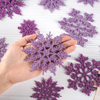 36pcs Purple Christmas Snowflake Ornaments, Plastic Glitter Hanging Snow Flakes for Christmas Tree Decorations Winter Wonderland Frozen Birthday Party Home Decor Craft Snowflakes