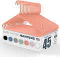 Neaties Plastic Hangers 45 Pack – Made in The USA – 6lb Capacity Standard Clothes Hangers with Strap Hooks for Dresses, Lingerie, Shirts, Pants, and Jackets – Peach