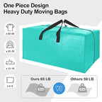 6 Pack Heavy Duty Large Moving Bags W/Backpack Straps - Strong Handles & Zippers, Storage Totes For Space Saving, Fold Flat, Alternative to Moving Box and Storage Bin, Aquamarine