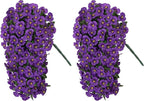HyeFlora Artificial Flowers for Outdoors 2pcs Faux Silk Pansy Vines Lush UV Resistant Fake Hanging Flower Plants for Outside Porch Yard Patio Window Box (Dark Purple)