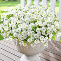 Waipfaru Artificial Flowers for Outdoors, 24 Bundles Faux Plants Outdoor, UV Resistant Artificial Plants, Silk Petunias Fake Flowers for Outside Home Decor Planter Porch Decoration, White