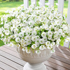 Waipfaru Artificial Flowers for Outdoors, 24 Bundles Faux Plants Outdoor, UV Resistant Artificial Plants, Silk Petunias Fake Flowers for Outside Home Decor Planter Porch Decoration, White